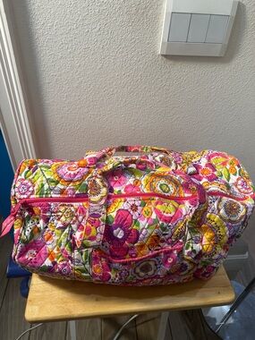 Vera Bradley Pink Floral Quilted Travel Duffel - Multi Bright